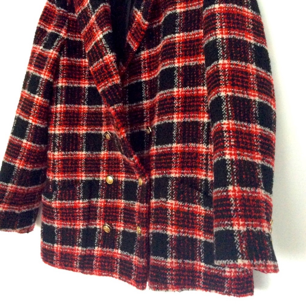 Maje Plaid Blazer with Gold Accents - Picture 2 of 5